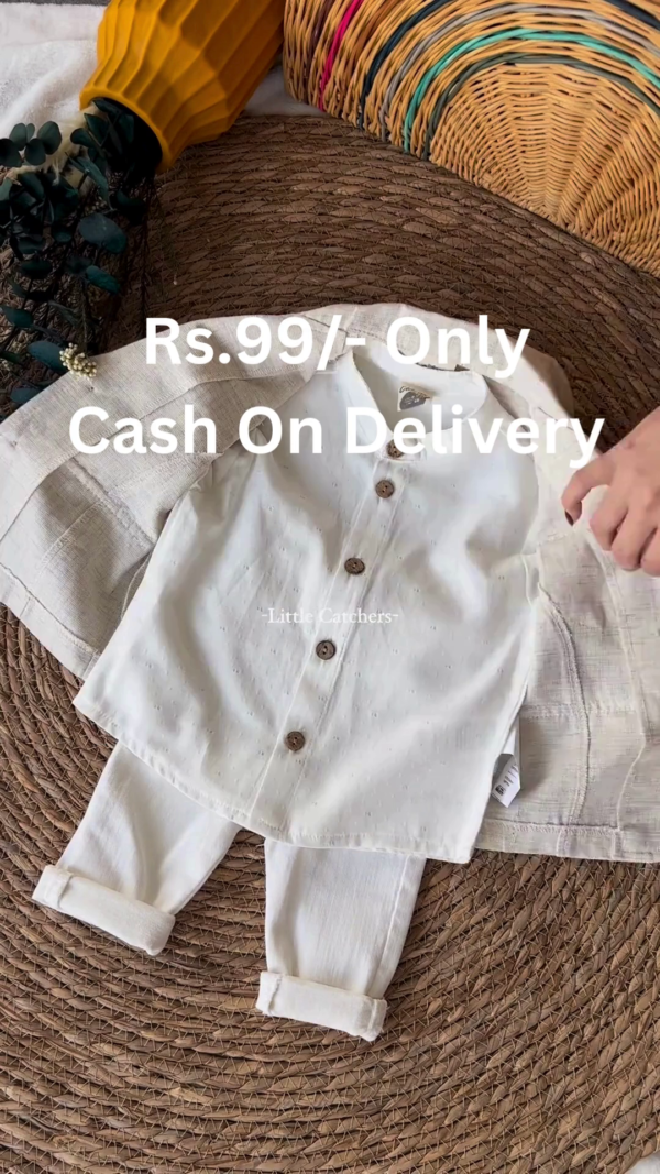 Premium Baby Boy Festive 3-Piece Set with Shirt, Coat, and Pants - Image 3